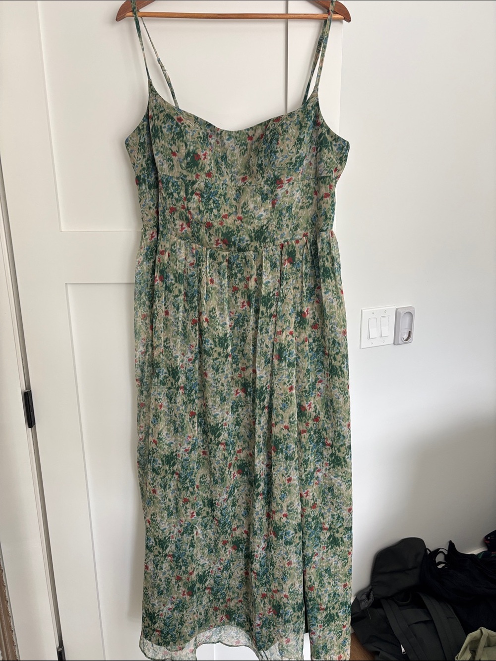 Azazie Atelier Floral Green Maxi Dress with